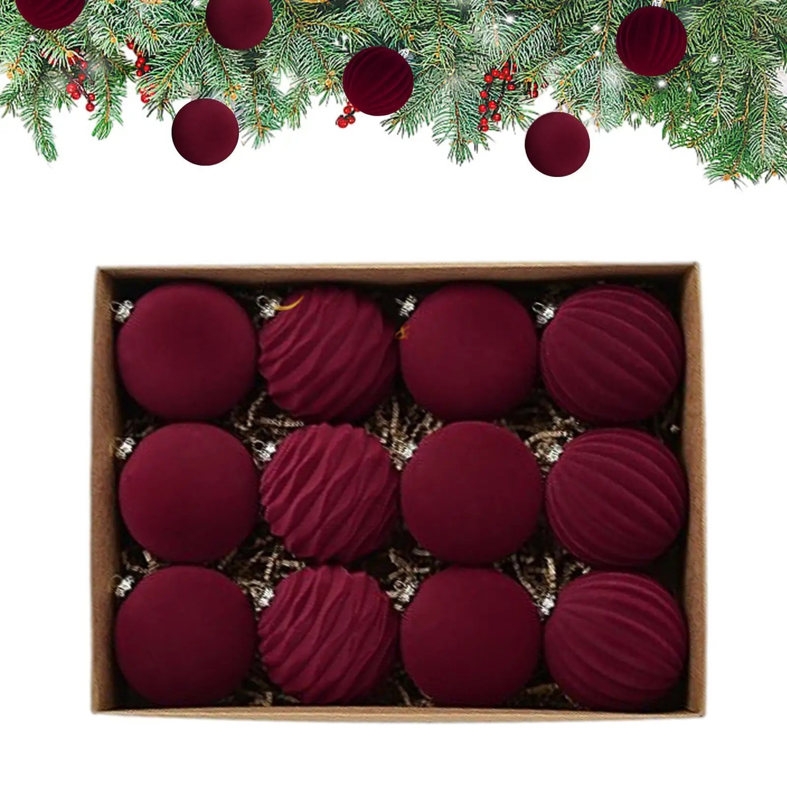 Velvet Christmas Balls 12pcs/box
