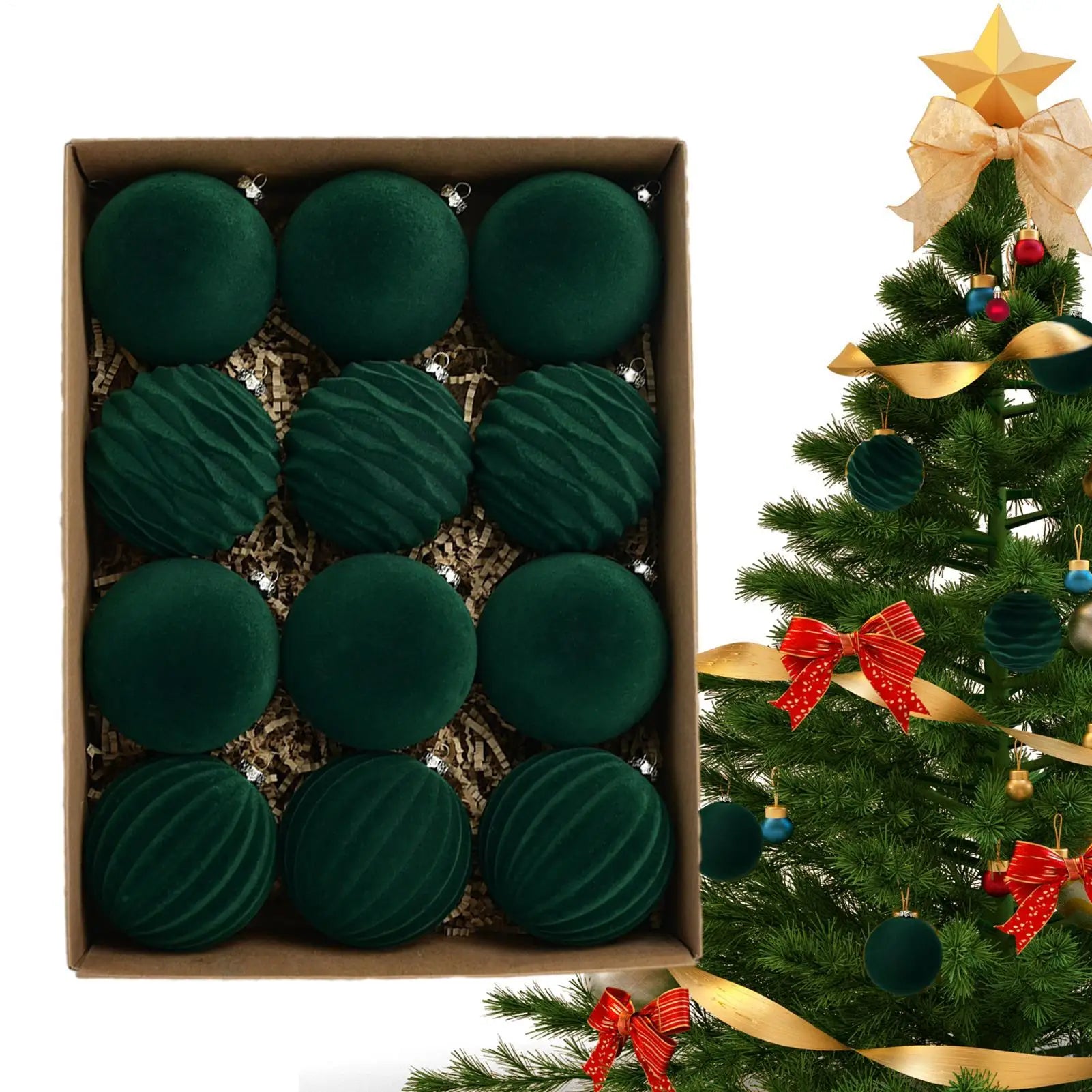 Velvet Christmas Balls 12pcs/box